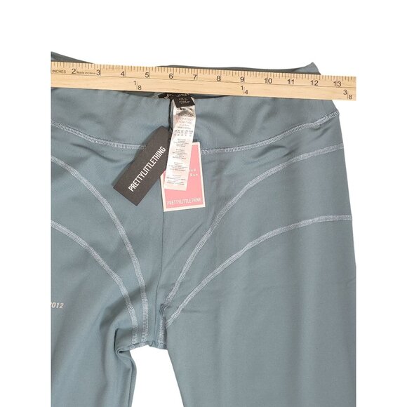 PrettyLittleThing Steel Blue Stitch Detail Gym Leggings Size 8 Stretchy Active - Picture 6 of 8